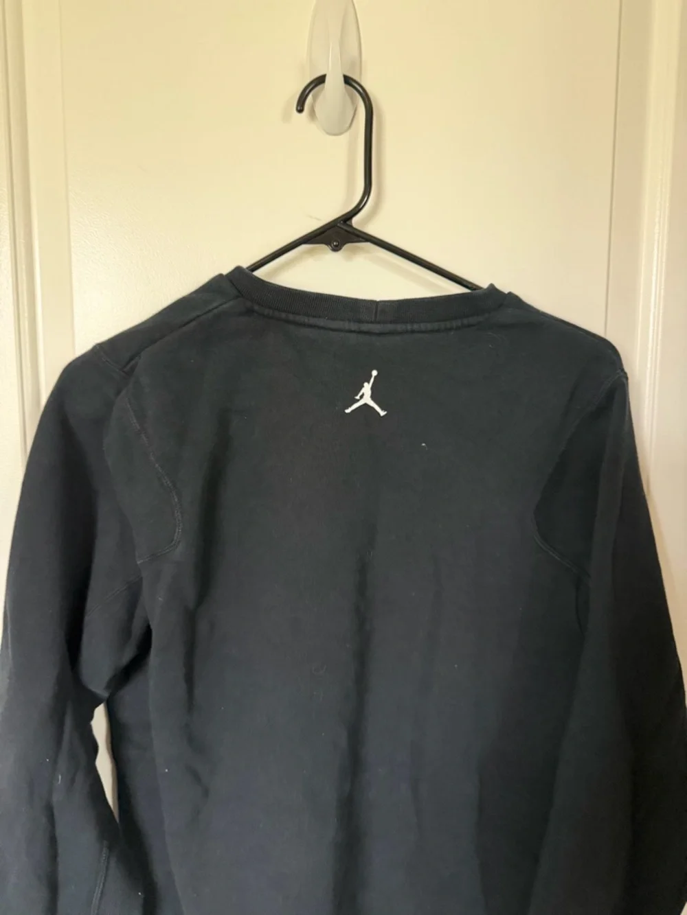 Jordan Brand Jumpman Black Crewneck Sweatshirt - Tonal Satin Logo - Men’s Size M